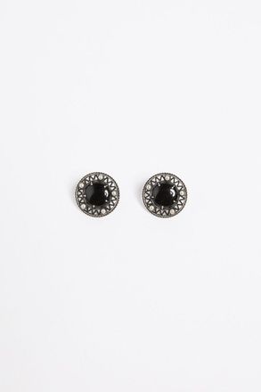 Ann Demeulemeester Aimy Black Grained Cabochon Earrings