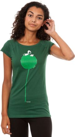 FellHerz Womens T-Shirt Flower Book Dark Green Organic and Fair, dark green, M