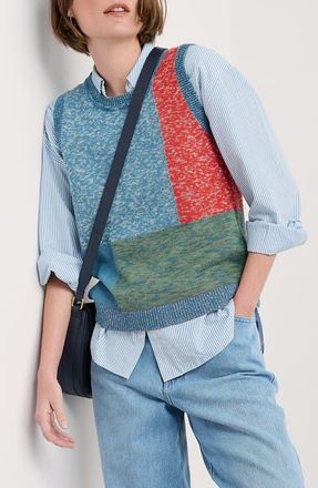 Seasalt Cornwall Morgana Organic Cotton Sweater Vest in Knit Tangle Wood Lagoon Multi at Nordstrom, Size 6 Us