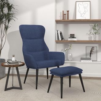 vidaXL Sill&oacute;n De Relax Con Reposapi&eacute;s De Tela Azul Vidaxl