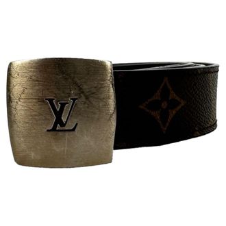 Louis Vuitton Vintage Louis Vuitton Monogram riem met gesp in bruin gecoat canvas