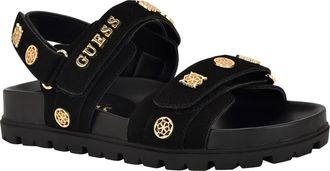 Guess Florizi Studded Quarter Strap Sandal in Black at Nordstrom, Size 7.5