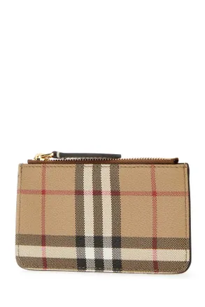 Burberry Checked Canvas Card Case - Beige