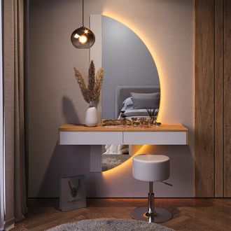 Vicco Tocador Melisa, Blanco, 120 Cm Con Iluminaci&oacute;n Led Y Taburete, Vicco