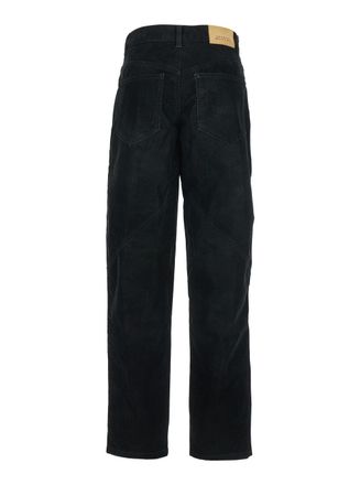 Isabel Marant Womens Black Jeans With Logo Patch And Tapered Leg Denim Trousers