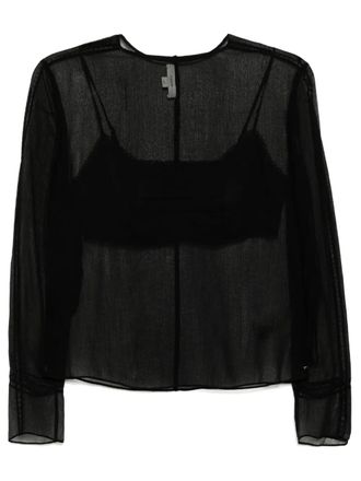 Vince Chiffon blouse met kanten afwerking - Zwart