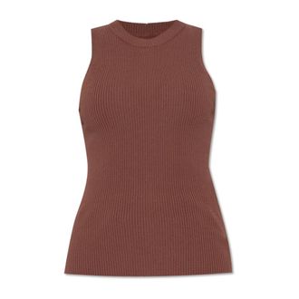 Rick Owens Sleeveless Tops, female, Red, Size: XS Fine-ribbed Tank Top