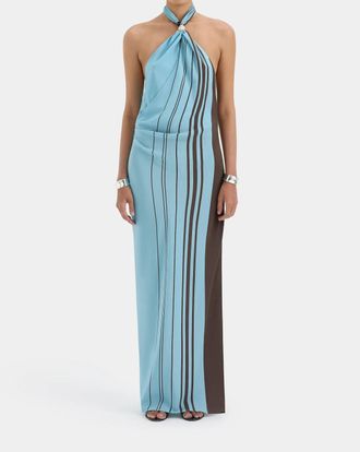 Sir. Rioja Halter Scarf Maxi Dress In Pacha Mineral Stripe