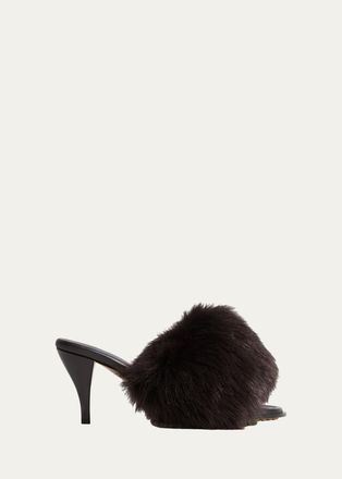 Bottega Veneta 75MM Cherry Shearling & Leather Mules