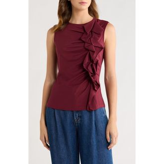 Ulla Johnson Clio Sleeveless Organic Cotton Ruched Top in Claret at Nordstrom, Size X-Large