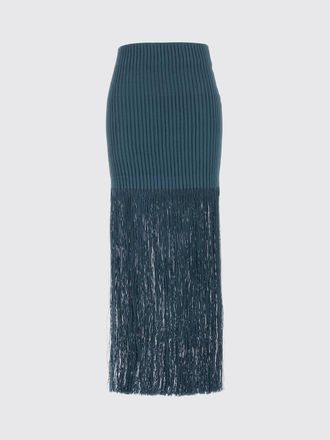 Alaia High-Waisted Ribbed-Knit Pencil Maxi Skirt with Fringes