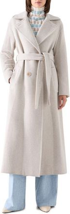 Akris Herringbone Wool Blend Maxi Coat in Oat-Winter White at Nordstrom, Size 12