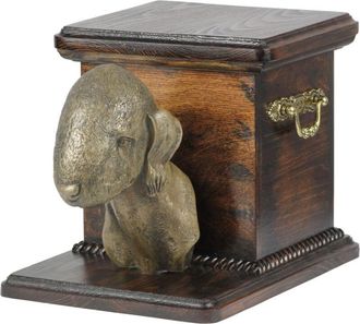 OEM Bedlington Terrier, Rothbury Terrier: Urna Para Cenizas De Perro Con Estatuilla, Elegante Urna Para Perro, Urna &Uacute;nica Con Busto De Perro De Art-dog