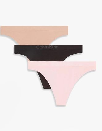 Calvin Klein Womens Calvin Klein Bonded Flex Seamless Womens 3 Pack Thong Multi - Size: 10