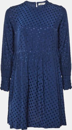 Sandro Navy Blue Polka Dot Crepe Mini Dress