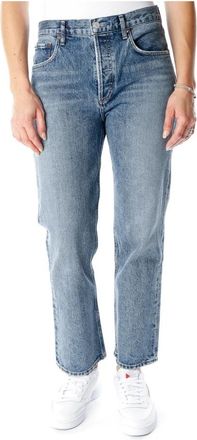 A Gold E Ripley Cropped Straight Fit Highwaist Jeans - Dames - Regular Fit Jeans - Blauw - W29 - Katoen - Jeans