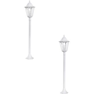 Loops 2 PACK IP44 Outdoor Bollard Light White Aluminium Lantern 60W E27 Tall Lamp Post