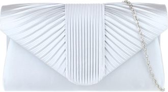 Girly HandBags Womens Pleated Satin Clutch Bag - Silver