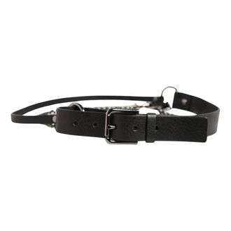 Dolce & Gabbana Leren Zilveren Ketting Ceintuur - unisex - Riemen - Zwart - ONE Size - Leer - Accessoires