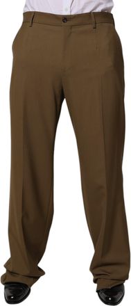 Dolce & Gabbana Brown Wool Straight Formal Dress Mens Pants