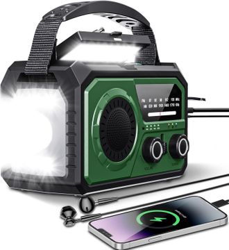 OEM Radio Solar De Emergencia De 16000 Mah, Radio Port&aacute;til Con Manivela, Radio Am/fm Solar Con Br&uacute;jula, Cargador Usb Para Tel&eacute;fono, Linterna, Alarma Sos, 