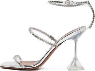 Amina Muaddi Sandali con strass - Argento