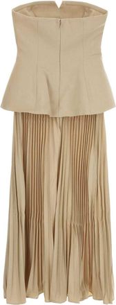 Self Portrait Womens Beige Stretch Gabardine Dress Abiti