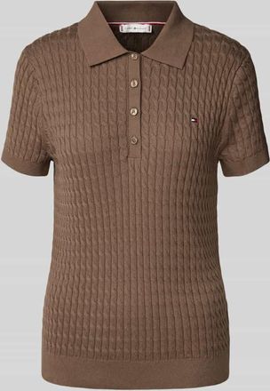 Tommy Hilfiger Regular Fit Strickshirt mit Zopfmuster in Hellbraun, Gr&ouml;&szlig;e XL