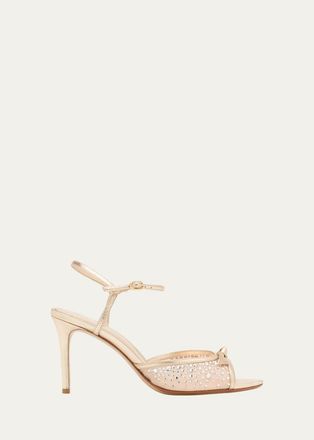 Alexandre Birman 85mm Clarita Embellished Mesh and Metallic Leather Sandals