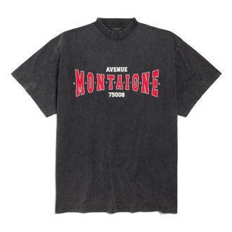 Balenciaga (WMNS) Balenciaga Montaigne T-shirt Oversized Black Faded 787349TRVN31048