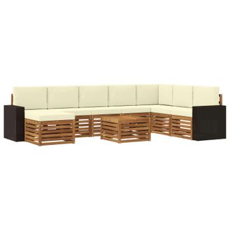 vidaXL Set Di Divani Da Esterno 9 Pz Naturale E Crema Vidaxl