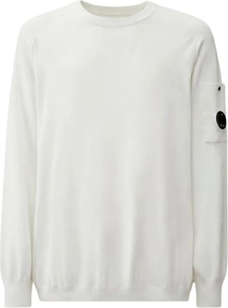 C.P. Company Cotton Crepe Crewneck Sweater - Heren - Ronde hals truien - Wit - XL - Katoen - Truien & Vesten
