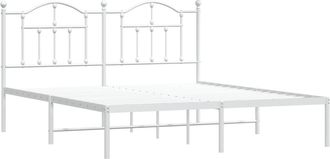 vidaXL Estructura Cama Sin Colch&oacute;n Con Cabecero Metal Blanco 180x200cm Vidaxl