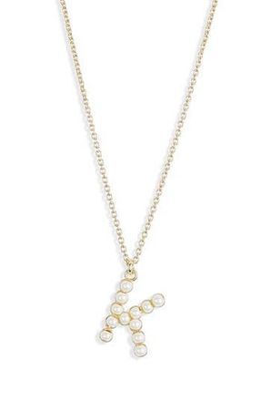 Meshmerise Imitation Pearl Initial Pendant Necklace in Yellow-K at Nordstrom Rack