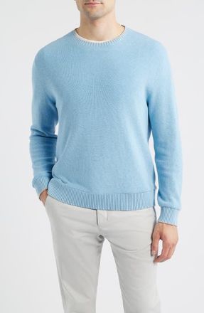 Johnnie-O Hatched Cotton & Silk Blend Crewneck Sweater in Maliblu at Nordstrom, Size Xx-Large