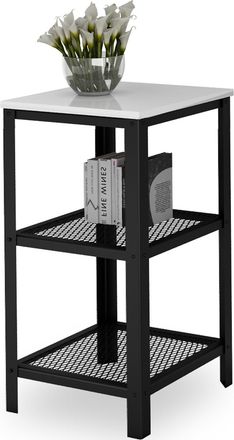 OEM Estanter&iacute;a Industrial De 3 Niveles Para Sal&oacute;n, Atornillada, 40x40x80 Cm, Negro Y Blanco Brillante