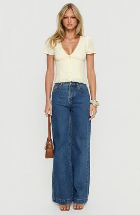 Princess Polly Goldie High Waist Wide Leg Jeans in Mid Blue Wash at Nordstrom, Size 2