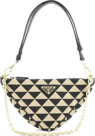 Prada Symbole Triangle Bag Leather and Jacquard Mini shoulder bag - Bruin
