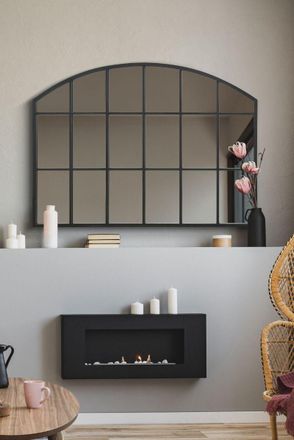 MirrorOutlet Black Framed Arched Wall Over Mantle Mirror 35 X 26 (90CM X 65CM) | Size: 1 Pack