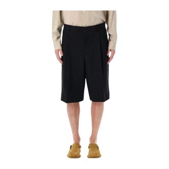 Ami Korte Broeken, Heren, Zwart, W38, Wol, Gekreukte wollen short