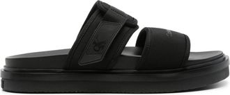 Calvin Klein Jeans Double logo-print slippers - men - Recycled Polyester/Polyurethane/Rubber/Elastane - 44 - Black