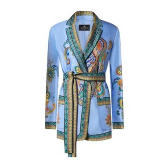 Etro Etro, Blazers, female, Multicolor, Size: M Silk Twill Wraparound Jacket
