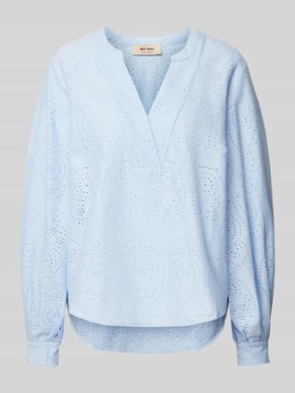Mos Mosh Regular Fit Bluse mit Lochstickerei Modell YEN SINA in Hellblau, Gr&ouml;&szlig;e XS