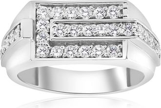 Pompeii3 3/4ct Diamond Mens Wedding Ring 10k White Gold