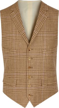 Polo Ralph Lauren Checked Linen-blend Waistcoat - Camel - 54 (IT54 / Xxl)