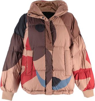 Max Mara Weekend MaxMara Brown Printed Puffer Jacket Size S