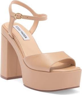 Steve Madden Odina Ankle Strap Platform Sandal in Tan Leather at Nordstrom Rack, Size 9.5