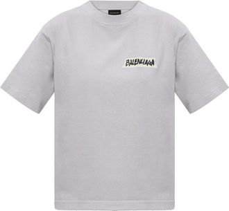 Balenciaga T-Shirt met Vintage Effect - Dames - T-shirts - Grijs - M - Katoen - Tops