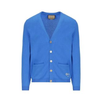Gucci Truien & Vesten, Heren, Blauw, S, Wol, Cashmere Gebreid Vest