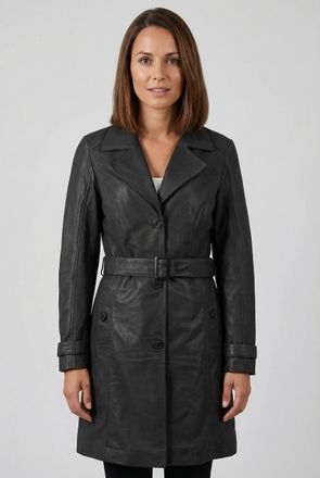 Mauritius Trenchcoat MAURITIUS MWLeoniz, Damen, Gr. XXL (44), schwarz, Obermaterial: 100% Schafsleder. Futter: 100% Polyester. &Auml;rmelfutter: 100% Polyester, unif